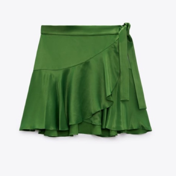 Short Zara green wrap skirt - Picture 4 of 5